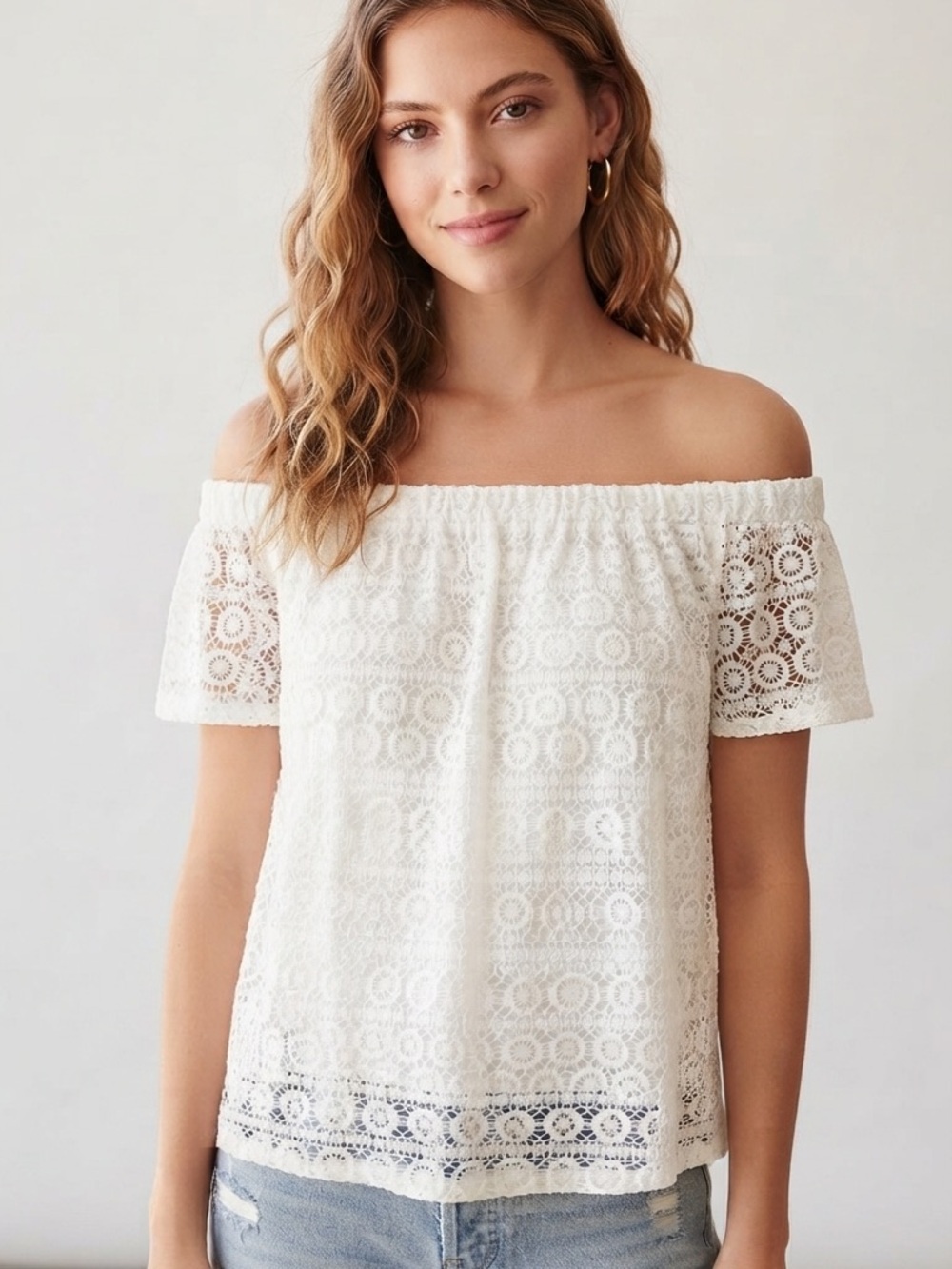 Abercrombie & Fitch White Cotton Lace Top Size L